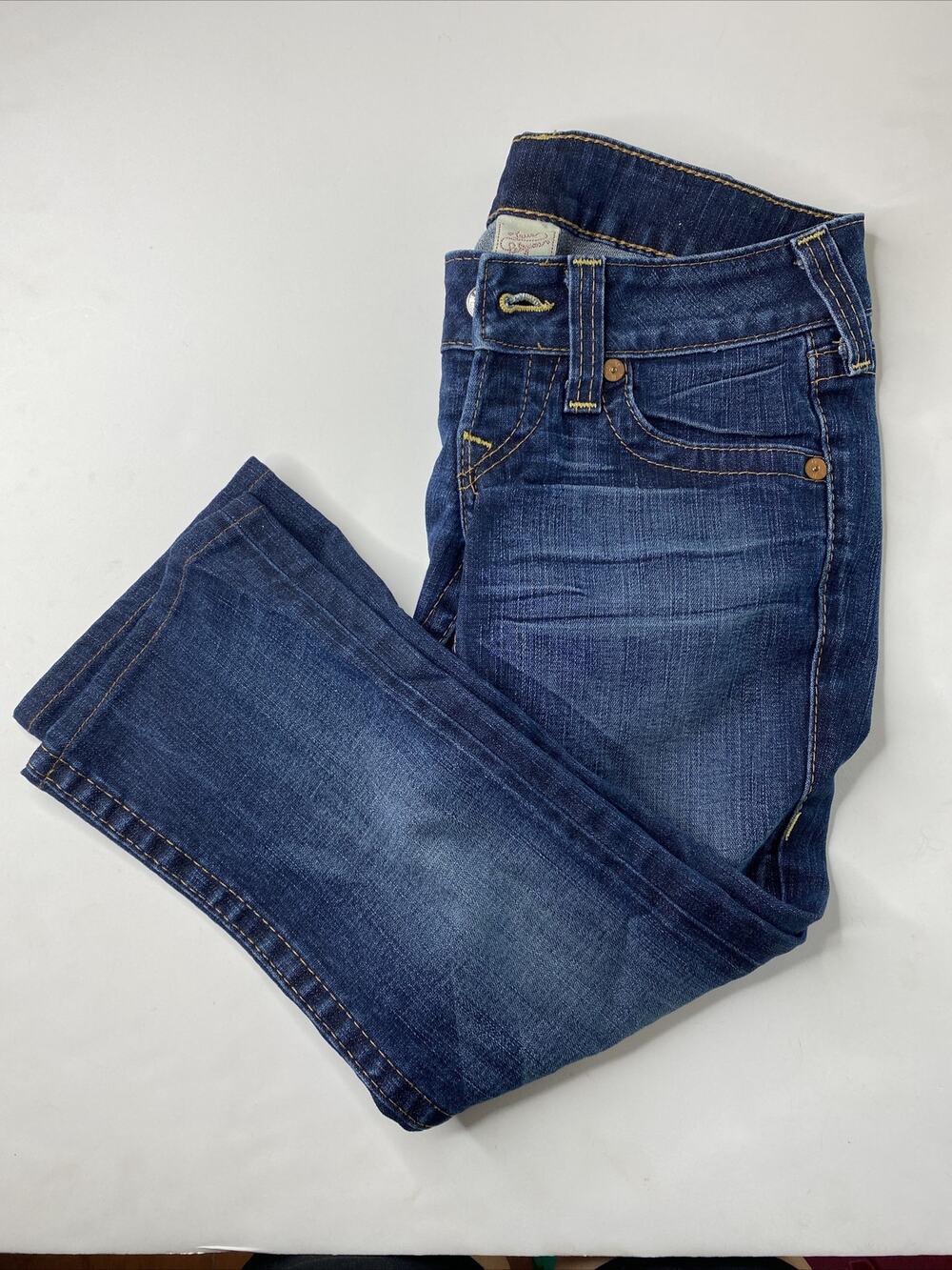 True Religion Womens Size 26 Low Rise Dark Wash Tori Boot Embellished